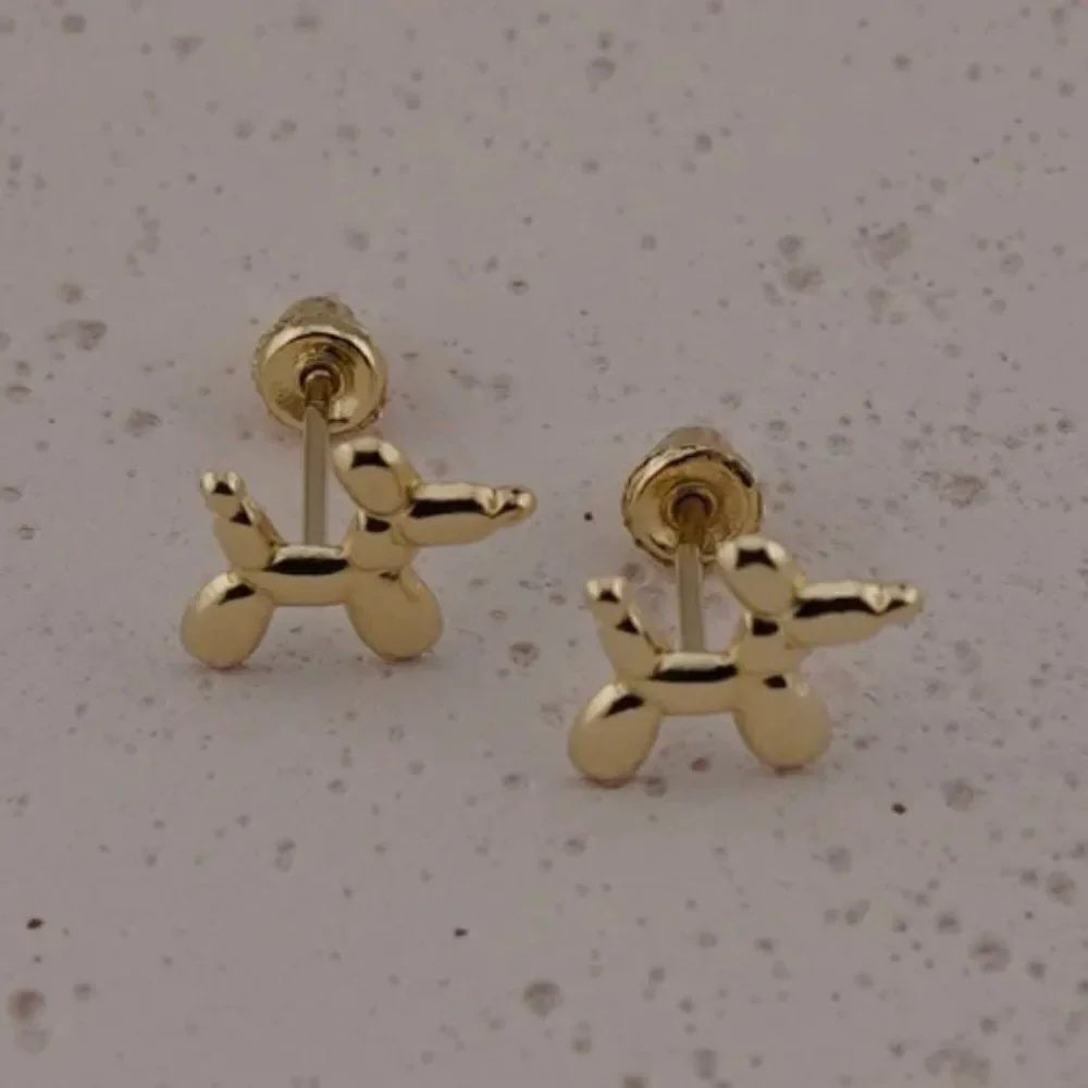 14k Real Gold Stud Earrings | Balloon Dog Stud Earrings | Birthday Gift |